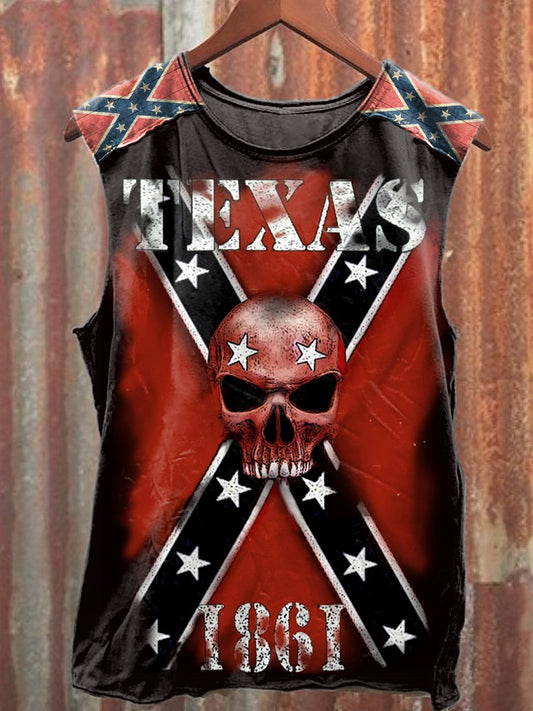 Men's Old Dixie Rebel Flag Casual Cotton Tank Top