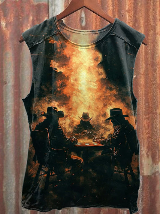 Retro Western Boy  Printed Casual Cotton Tank Top
