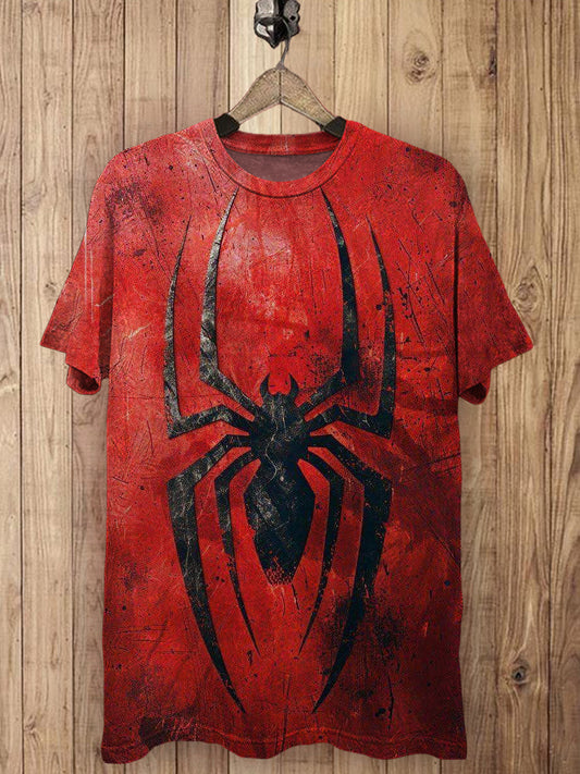 Spider Printed Vintage Fashion Loose Short Sleeve T-Shirt
