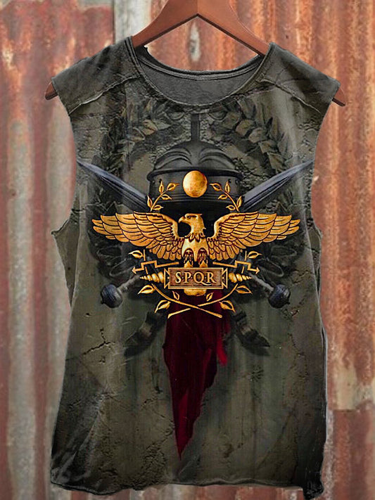 Men's Casual Army Medal Printed Tank Top