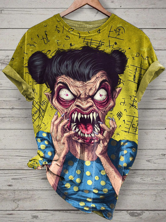 Unisex Funny Girl Printed Vintage Fashion Loose Short Sleeve T-Shirt
