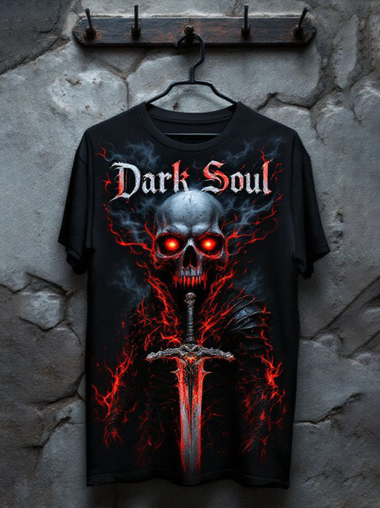 Vintage Dark Skull Print Loose T-shirt