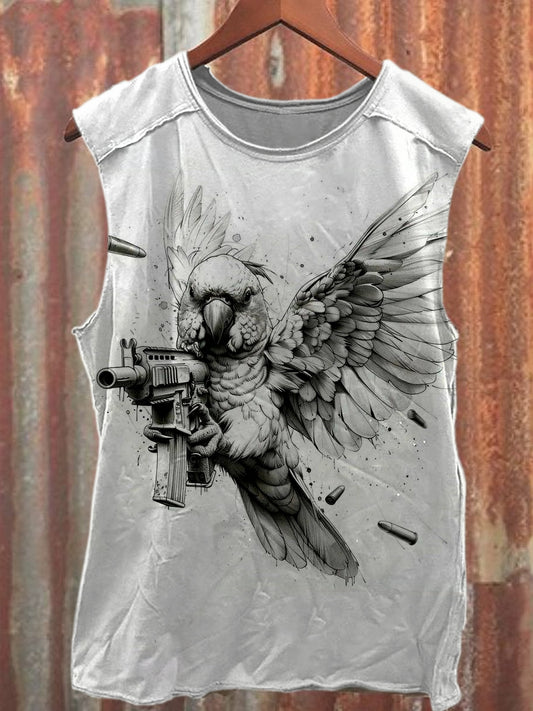 Retro Graffiti Illustration Printed Loose Cotton Tank Top
