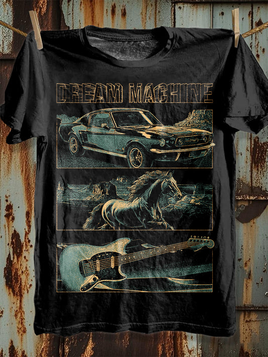 Retro Metal Never Die Print Loose T-shirt