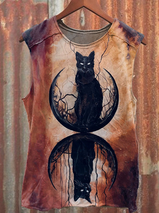 Men's Casual Cat Printed Tank Top