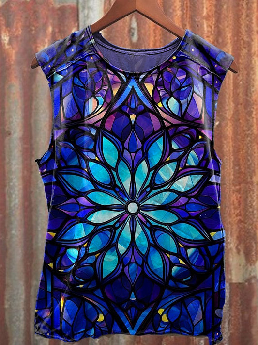 Men's Casual Colorful Window Art Printed Tank Top