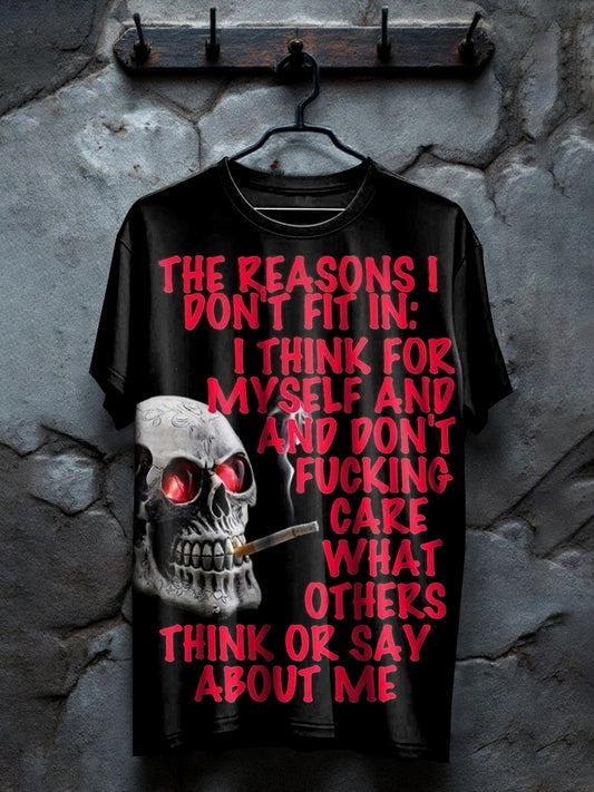 Vintage Dark Skull Print Loose T-shirt