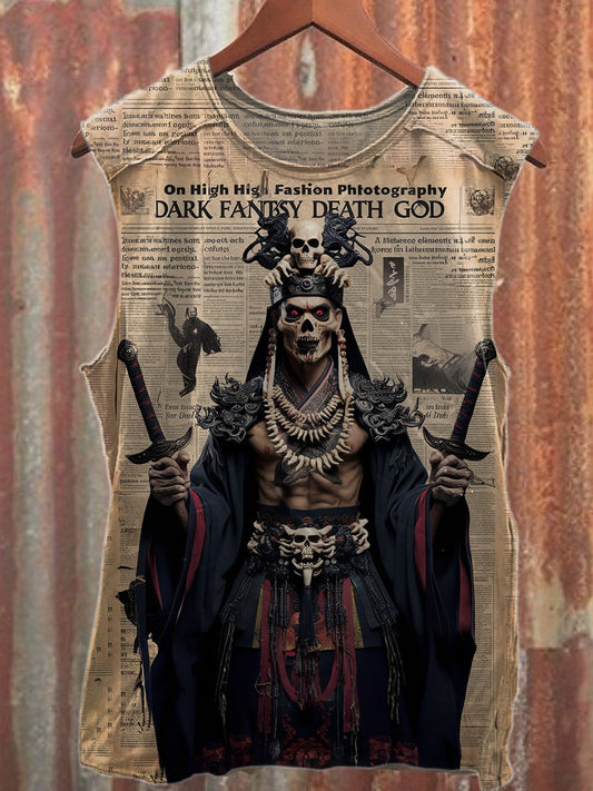 Vintage Poster Skeleton Warrior Art Print Cotton Tank Top