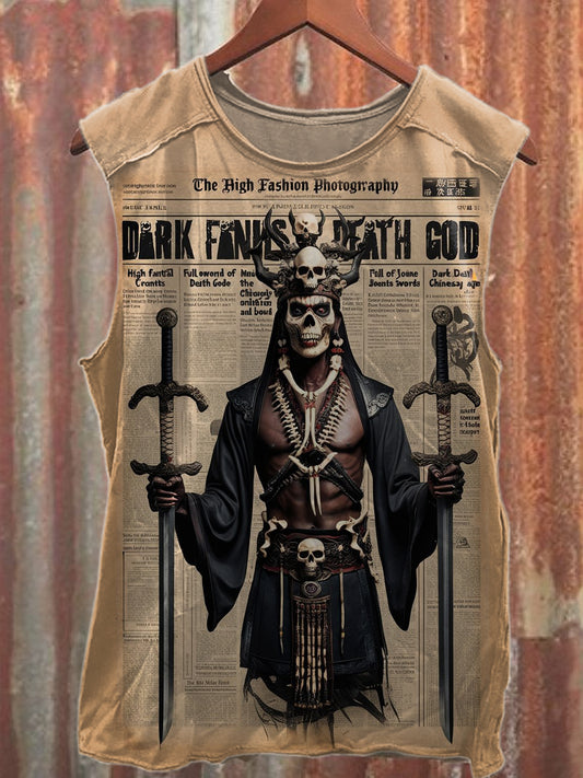 Vintage Poster Skeleton Warrior Art Print Cotton Tank Top