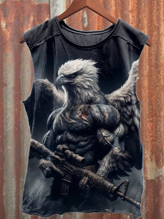 Vintage Eagle Berserker Illustration Cotton Tank Top