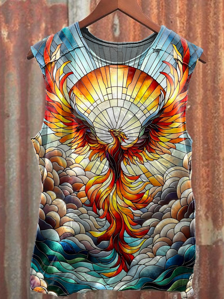 Men's Casual Colorful Window Art Printed Tank Top