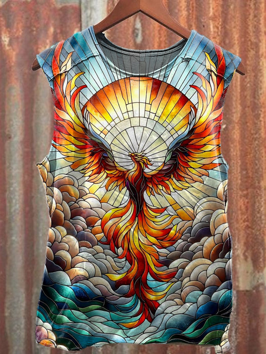Men's Casual Colorful Window Art Printed Tank Top
