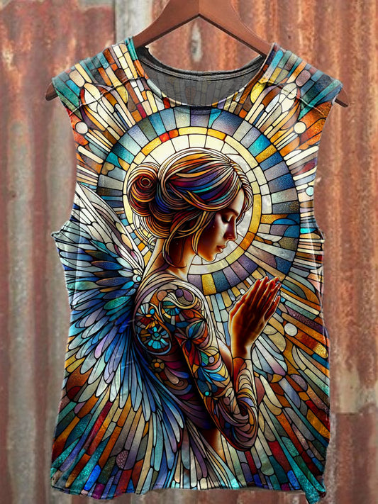 Men's Casual Colorful Window Art Printed Tank Top