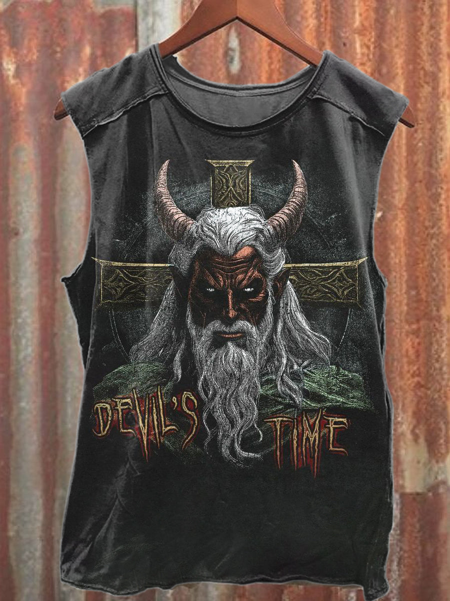 Retro Devil Time Printed Cotton Tank Top