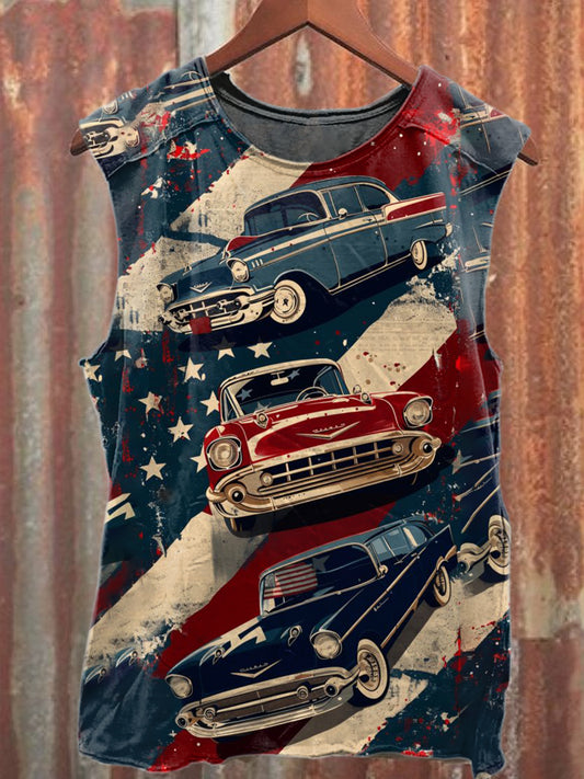 Vintage Dinosaur Print Casual Cotton Tank Top