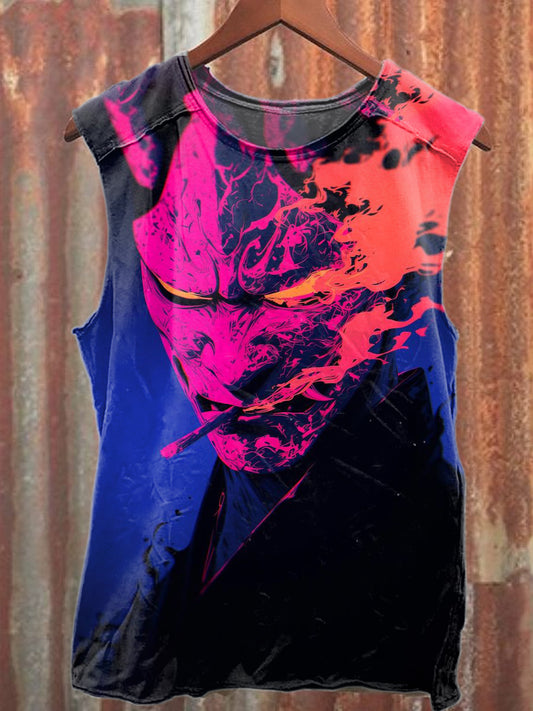 Fantasy Character Smoking Print Casual Cotton Tank Top
