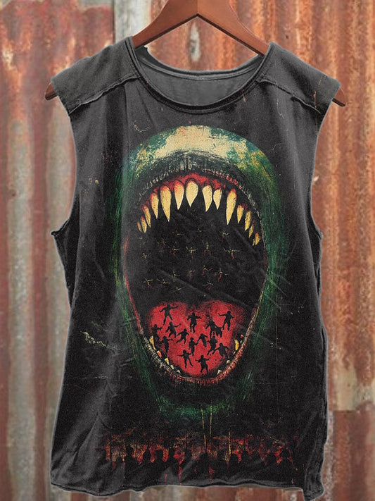 Funny Graffiti Mouth Print Casual Cotton Tank Top