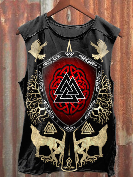 Men's Casual Viking Symbol Printed Tank Top