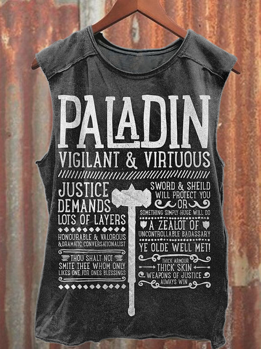 Retro Graffiti Text Print Casual Cotton Tank Top