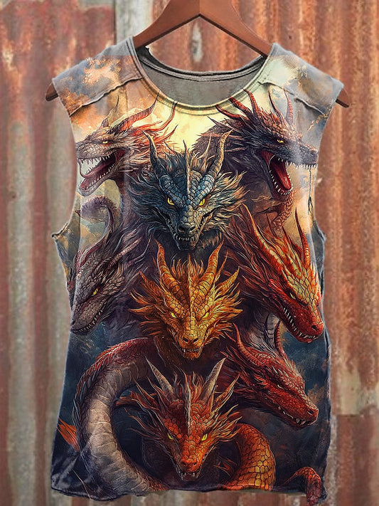 Men's Casuals Dragon Printed Tank Top