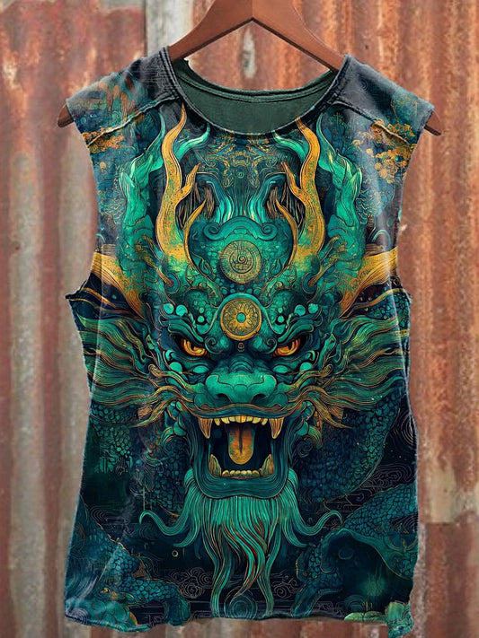 Men's Casual Dragon Printed Tank Top