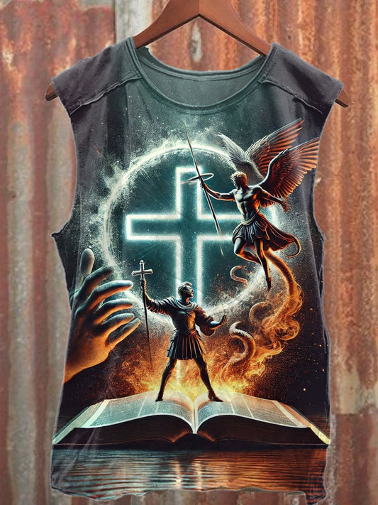 Retro Chess World Print Casual Cotton Tank Top