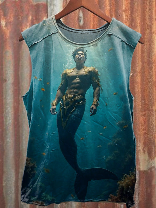 Men's Casual Mermaid Printed Tank Top