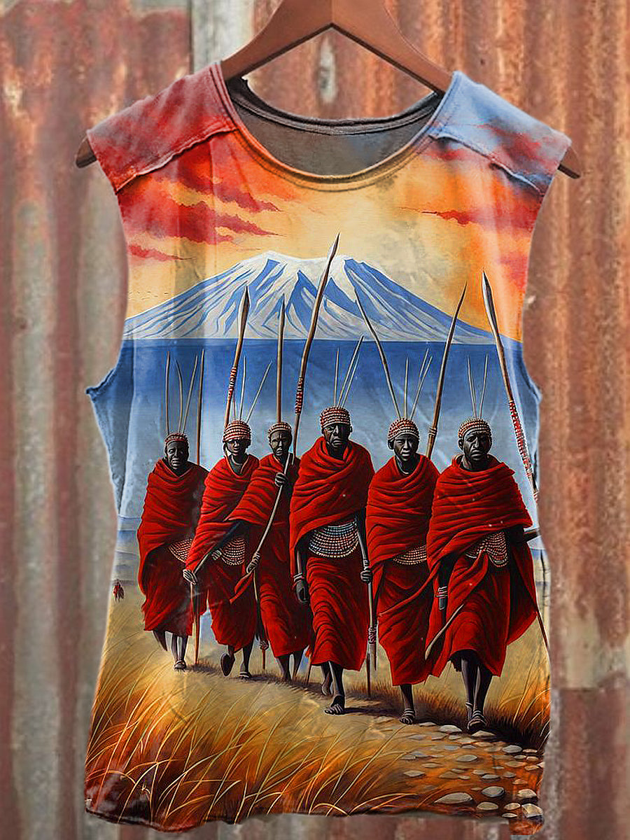 Men's Casual African Art Printed Tank Top