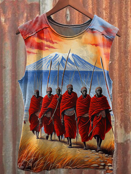 Men's Casual African Art Printed Tank Top