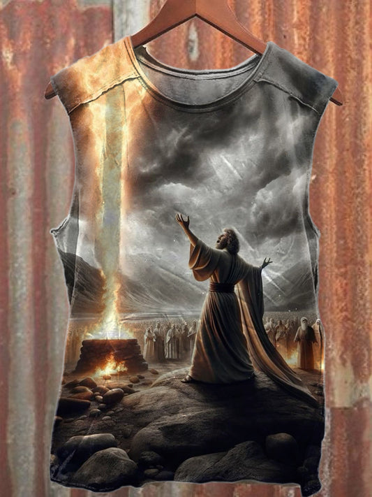 Vintage Roman Warrior Print Loose Tank Top
