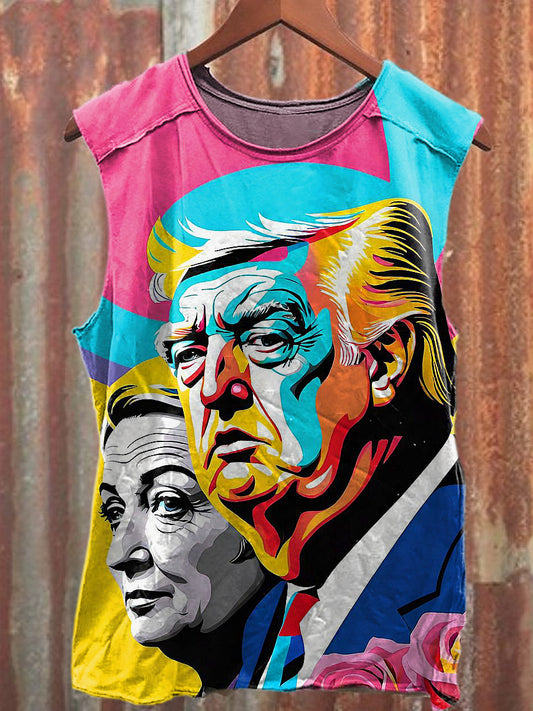 Men's Casual Trump Illustration Printed Tank Top