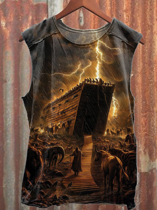 Vintage Roman Warrior Print Loose Tank Top