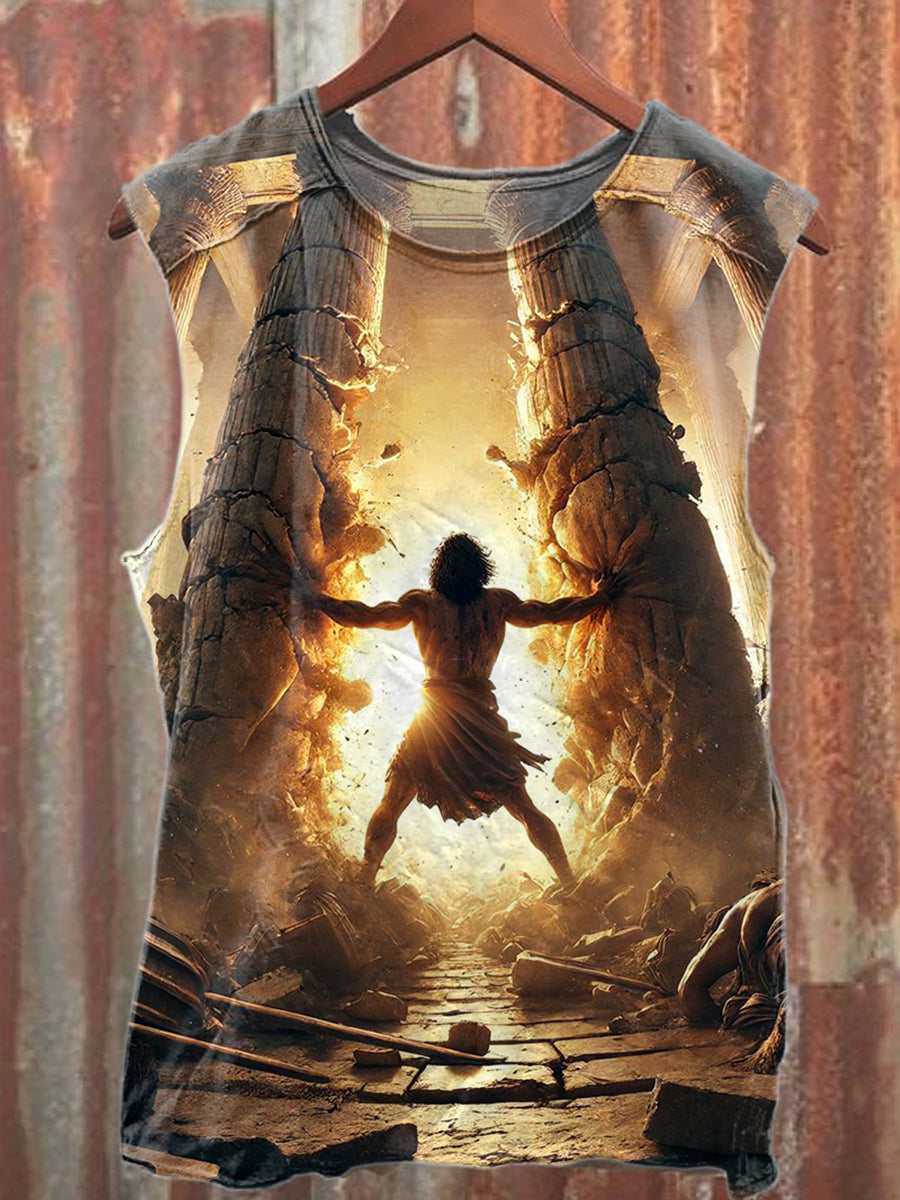 Vintage Roman Warrior Print Loose Tank Top