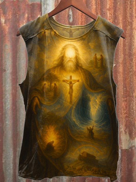 Vintage Jesus Art Print Cotton Tank Top