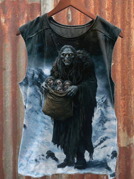 Vintage Monster Showdown Print Cotton Tank Top