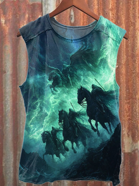 Vintage God of War Printed Casual Cotton Tank Top