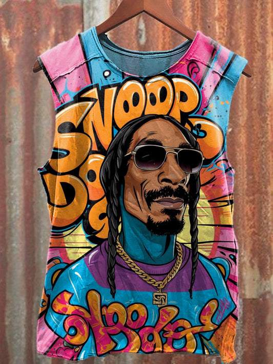 Men's Casual Color Illustration Art Printed Tank Top