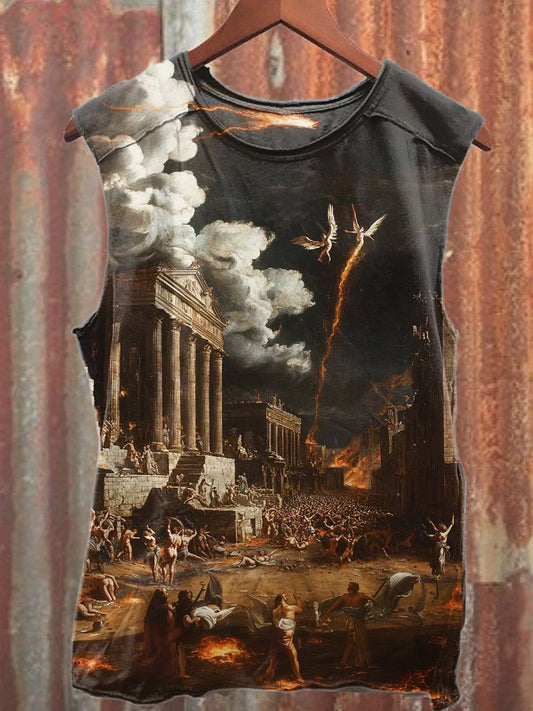 Vintage Holocaust Print Relaxed Cotton Tank Top