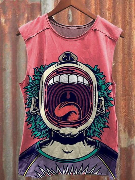 Men's Casual Roaring Illustration Printed Tank Top