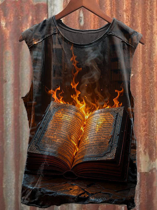 Men's Casual Flame Bible Printed Tank Top
