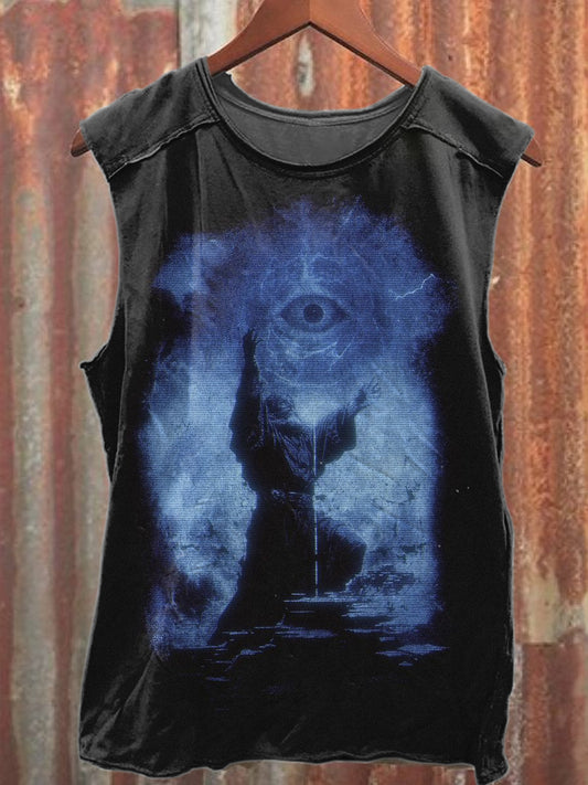Vintage Magic Eye Printed Casual Cotton Tank Top