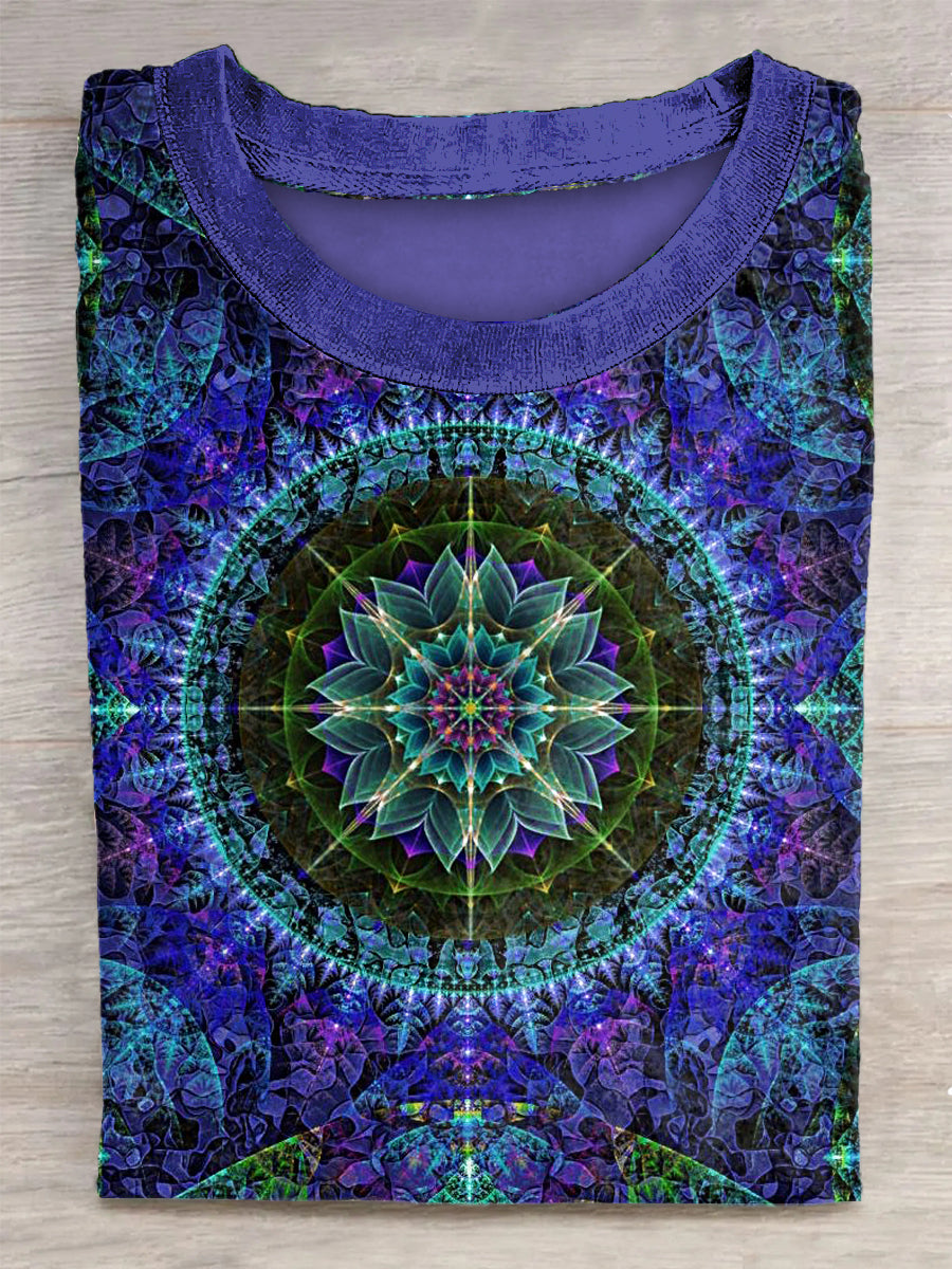 Mysterious Flower Printed Vintage Fashion Loose Short Sleeve T-Shirt