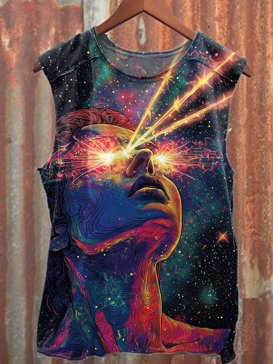 Gorgeous Graffiti Print Casual Cotton Tank Top