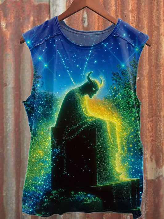 Gorgeous Graffiti Print Casual Cotton Tank Top