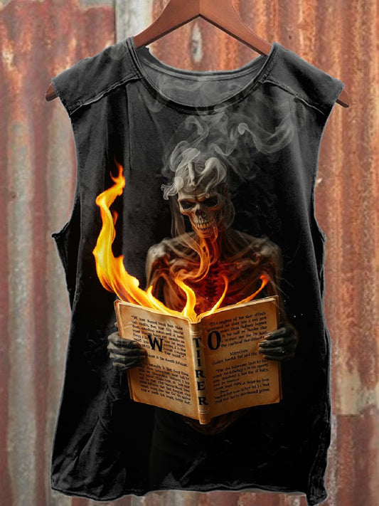 Retro Doomsday Print Casual Cotton Tank Top