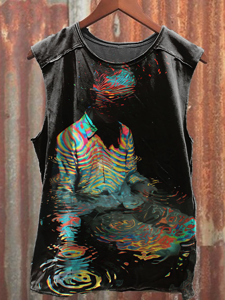 Men's Casual Color Abstract Art Printed Tank Top