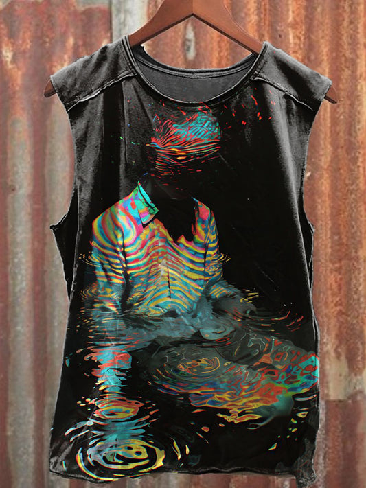 Men's Casual Color Abstract Art Printed Tank Top