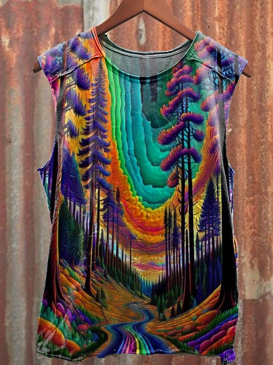Men's Casual Colorful World Printed Tank Top