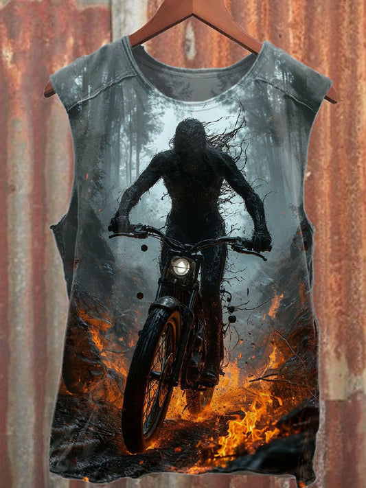 Vintage Venom Bicycle Print Casual Cotton Tank Top
