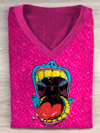 Graffiti Mouth Print Casual Cotton Tank Top